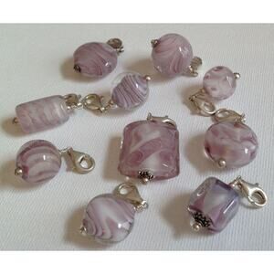 Lela Belle Hand Blown Murano Glass Beads - Set of 10 - Shades of Purple B3